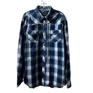 7Diamonds Blue Western Pearl Snap Shirt